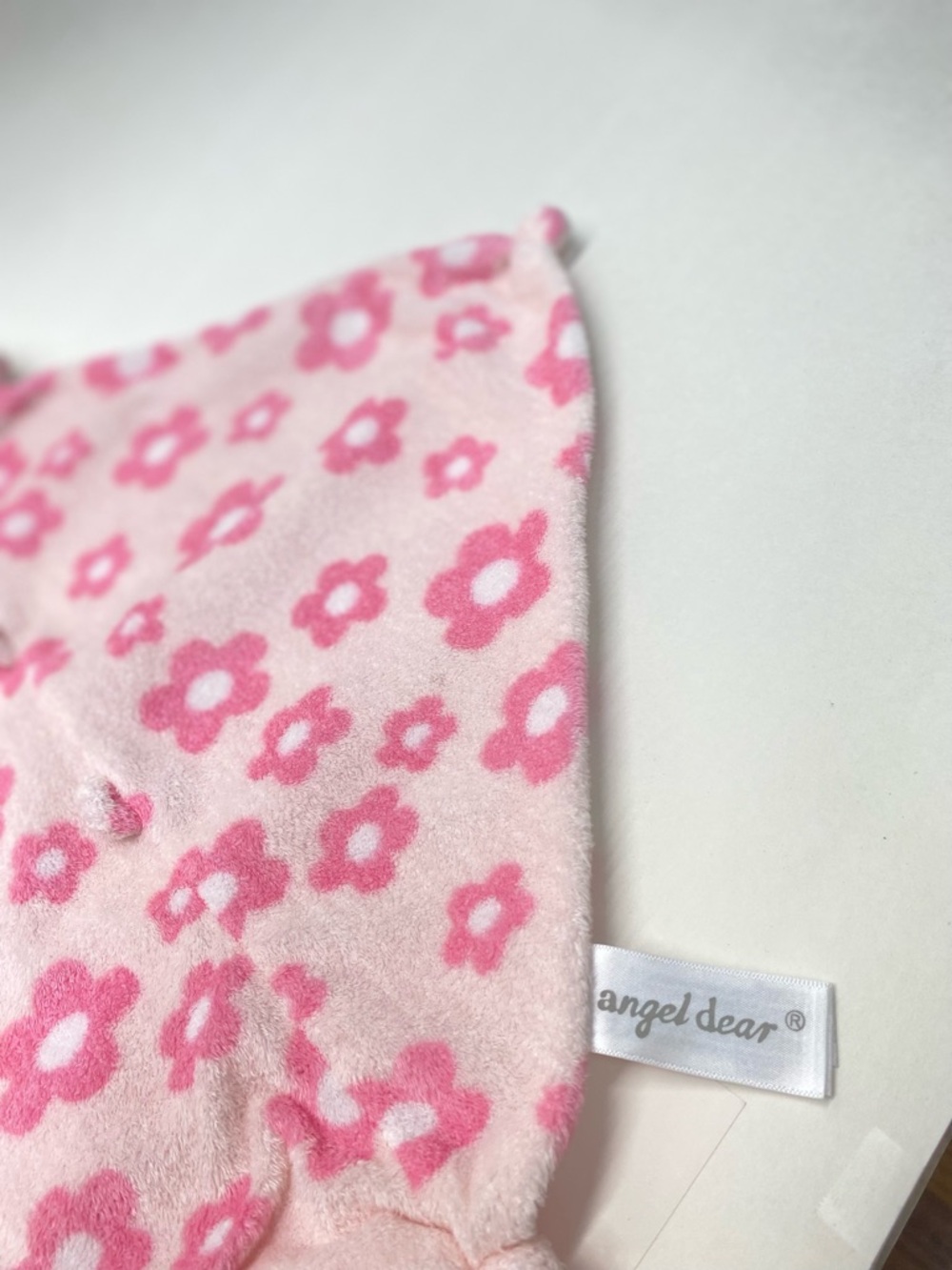 Angel Dear Bunny Rabbit Lovey Pink White Flowers Security Blanket Baby Cuddle - Picture 4 of 10